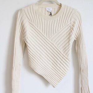 Le Lis Cream Ribbed Sweater